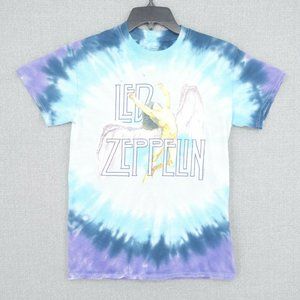 Led Zeppelin Shirt Mens Small Blue Tie-Dye Short Sleeve Crew Neck Graphic Print